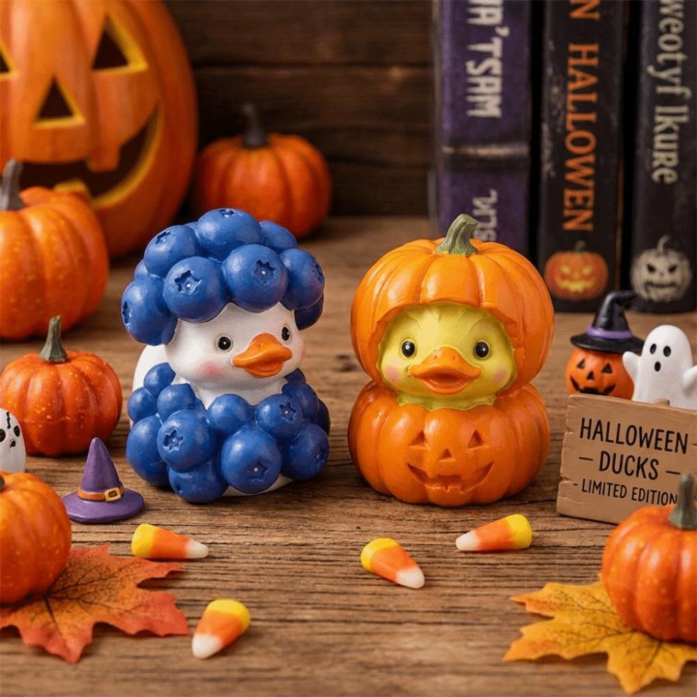 Cartoon Mini Pumpkin Duck Ornament Creative Pumpkin Duck Sculpture Decor Shelf Display