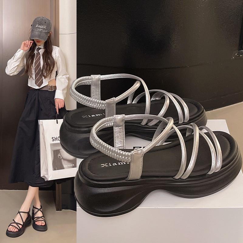 Fashion Womens French Platform Sandals 2025 Summer Boho Woven Roman Sandals Retro Beach Casual Shoes Lightweight Comfortable Chic Trendy