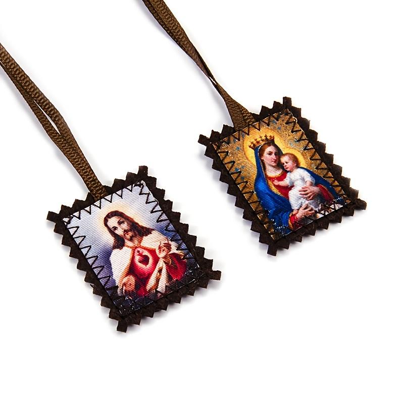 Religious Scapular Pendants with HD Mary Print Small Portable Gift for Car Home Daily Decor