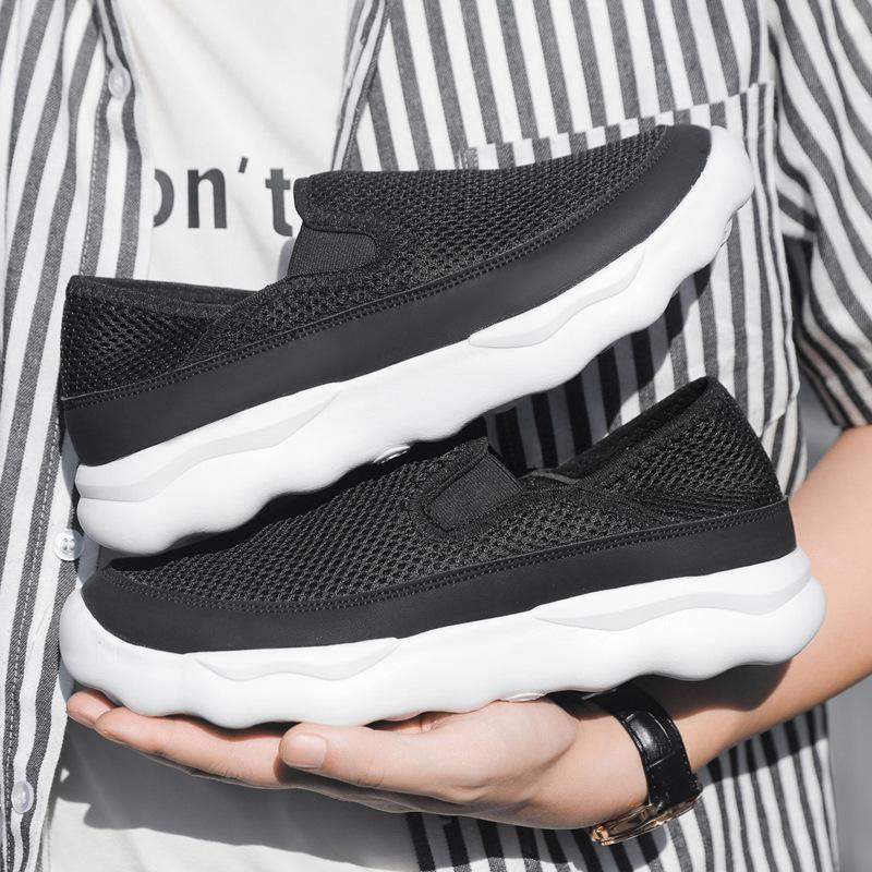 Tênis Masculino de Lona Slip-On Respirável - Tênis Casuais Confortáveis de Malha de Seda de Gelo para Primavera e Outono