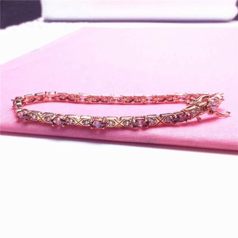 Purple Gold Color Gold Inlaid Zircon Bracelet Fashion Foreign Trend Rose Gold Plated Jewelry