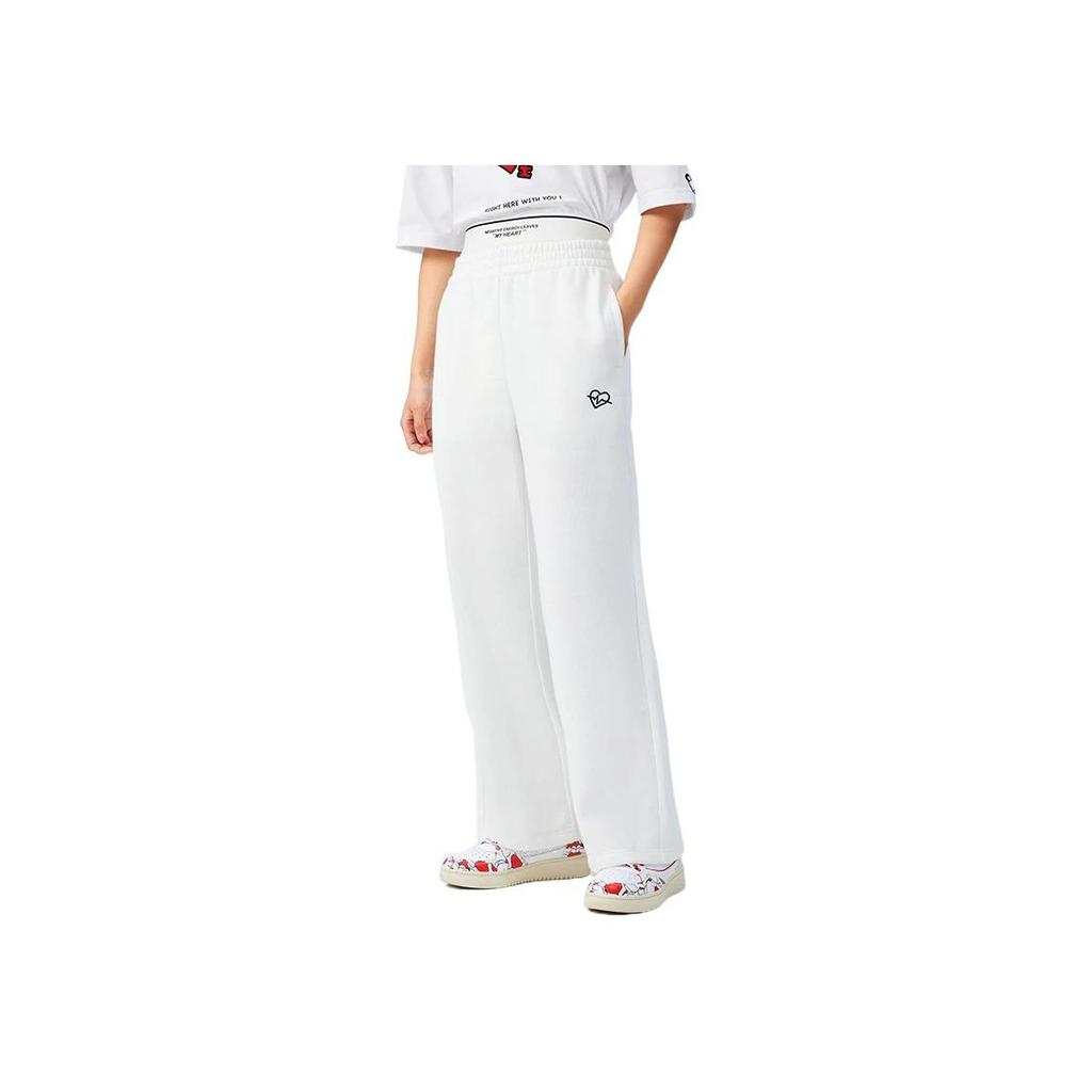 Li Ning Sports Lifestyle Series Straight Loose Sports Casual Pants Unisex Bottoms White AKLS978-2