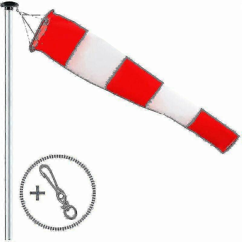 Outdoor Windsock, Wind Direction Indicator In Red And White 150x30x15cm. Suspension Swivel, Weatherproof, Wind Direction Indicator - Shang Jue