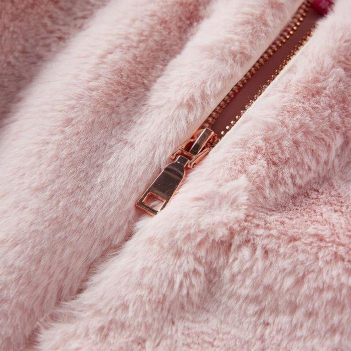 Veste polaire - vidaXL - Fausse fourrure - Rose doux - Manches longues - Taille 92
