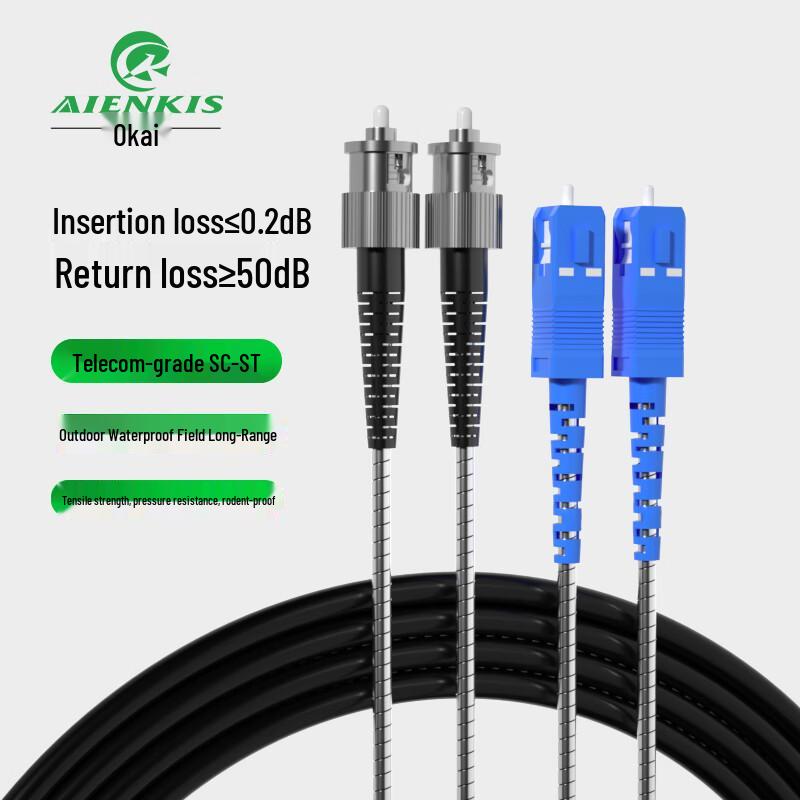 

AIENKIS Telecom-Grade Armored Outdoor Duplex Single-Mode Fiber Optic Patch Cable 3m