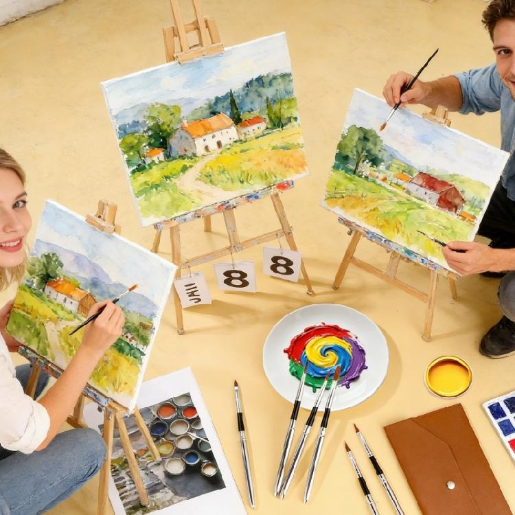 6Pieced Expandable Art Brush Set Ideal For Plein Air Painting And Sketching