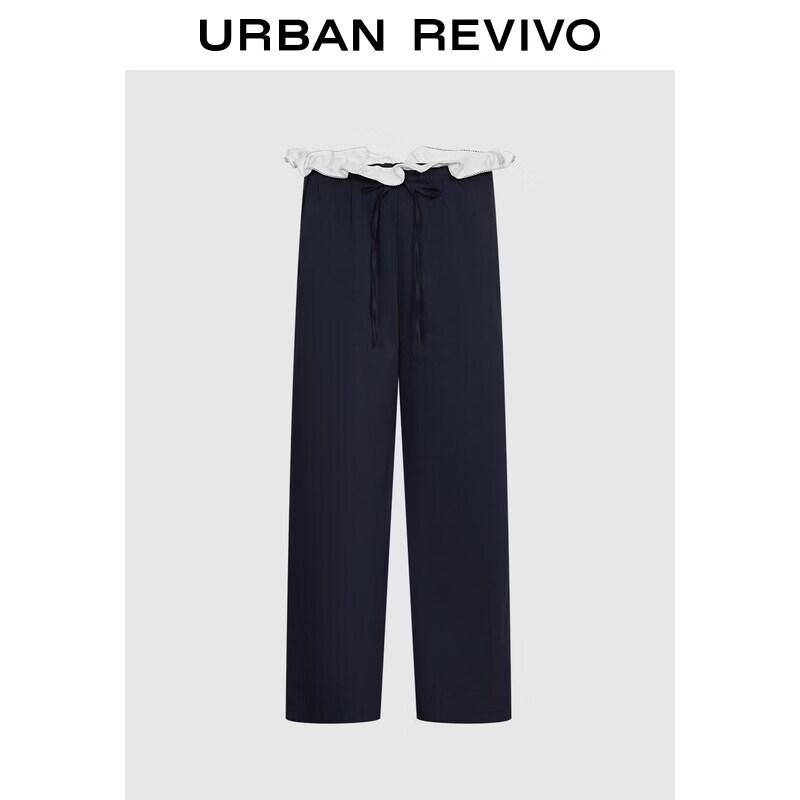 UR2026 Women s Color-Blocked Lace-Up Wide-Leg Pants L