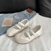 2025 Summer New Velcro Flat Comfortable Round Head Women's Shoes Shallow Mouth Ballet Shoes One Word Belt Single Shoes Women