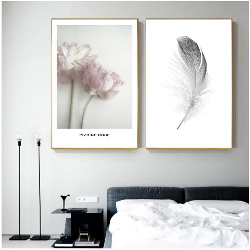 Posters Black And White Flower Print Fresh Wall Art Feather Dandelion Pictures Canvas Living Room Decoration Wall Paintings