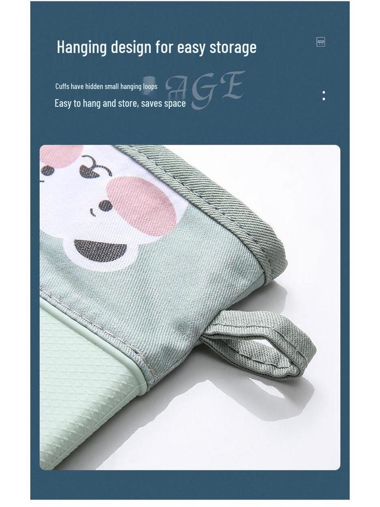 Silicone Heat-Resistant Non-Slip Oven Gloves, Thickened Two-Finger Design for Baking and Microwave Use