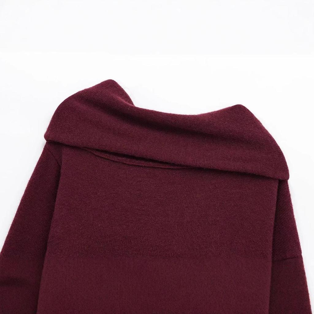 European and American Women's Fashion 2024 Autumn/Winter Street Style Pleated Knit Sweater