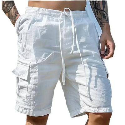 Zomer Heren Losse Katoen Linnen Cargo Shorts met Zakken Strand Streetwear Sport Casual Shorts Hardloop Korte Broek
