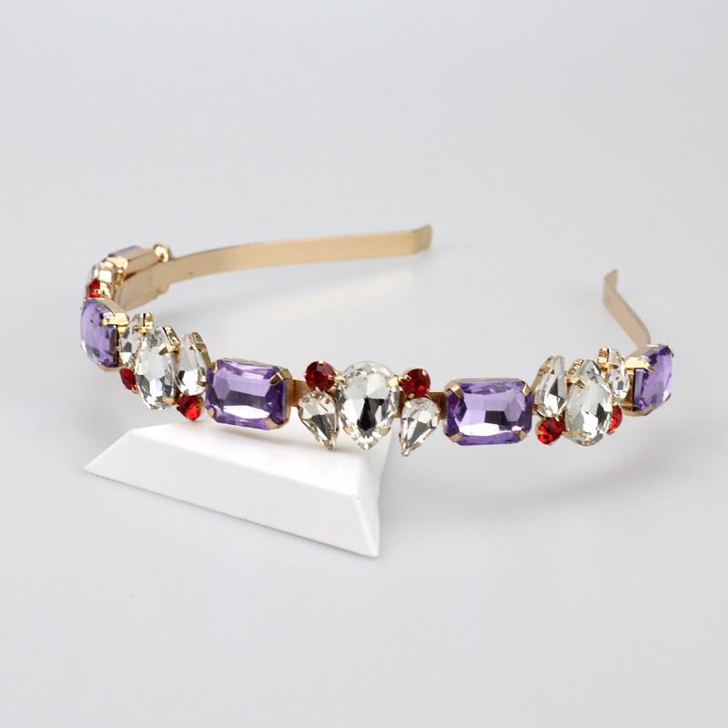 

European and American Hair Accessories Rhinestone Court Square Headband Women s High-end Retro Alloy Headband Pressure Hair Clip 2026 лавандовый