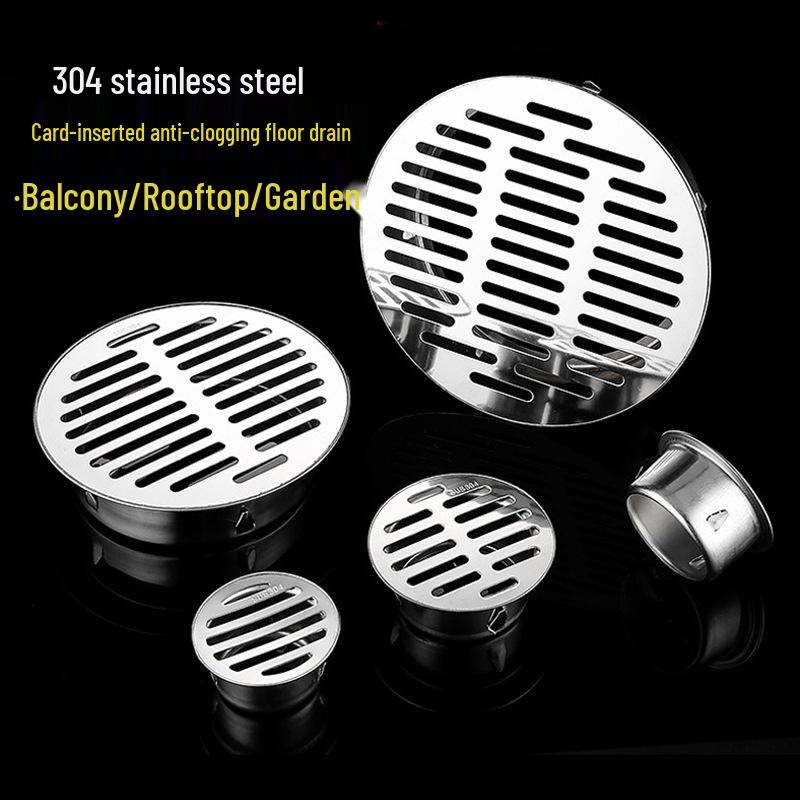 304 Stainless Steel Anti-Clogging Mesh Drain Cover for 75mm Balcony Rooftop Pipes