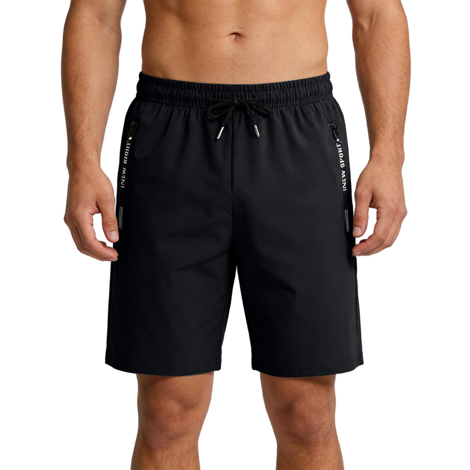 

Men s Athletic Gym Shorts Quick Dry Workout Casual Running Shorts With Pockets L чорний