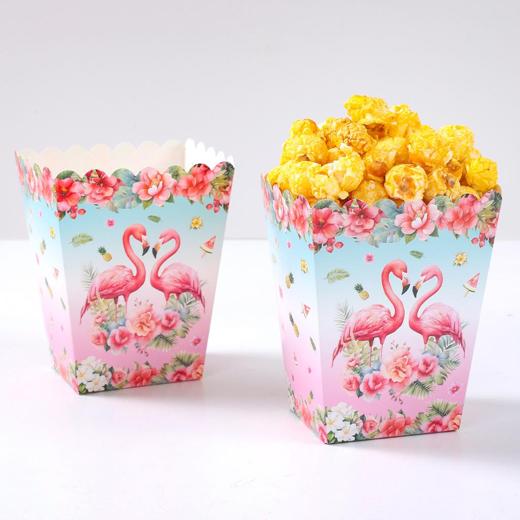Flamingo Popcorn Box Hawaiian Summer Beach Birthday Party Decorations Kids Hawaii Luau Tropical Birthday Wedding Party Supplies