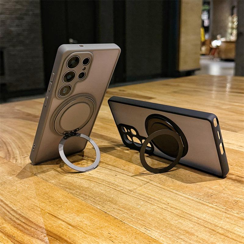 Case for Samsung S26 S25 S24 S23 ULTRA PLUS Rotating Bracket Protective Case Magnetic Wireless Charging Tough Shell Plain