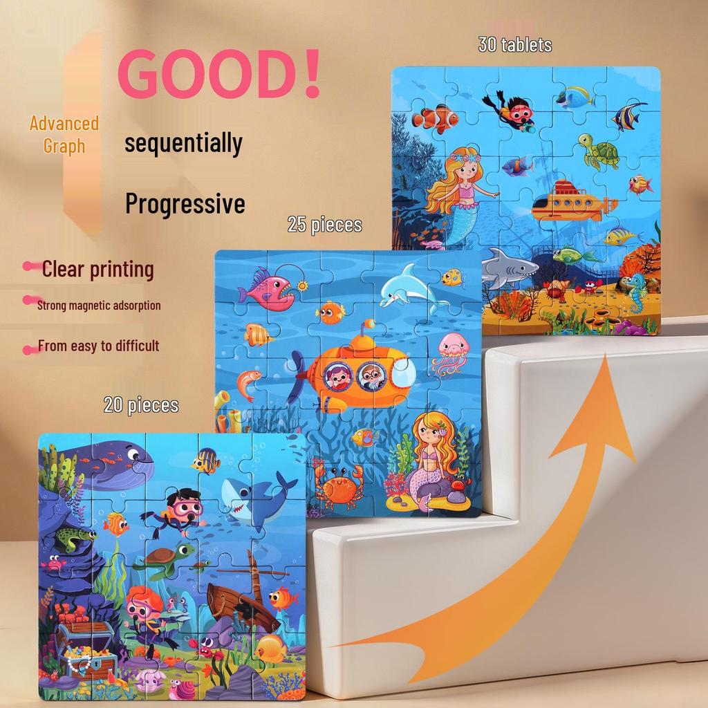 Underwater World Magnetic Puzzle Book for Kids Aged 3-6: Educational Toy for Boys & Girls