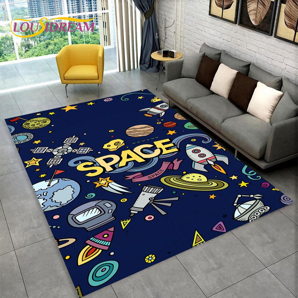 Dywan 3D Cartoon Astronaut Space Area, dywanik do domu, salonu, sypialni dziecięcej, sofy, wycieraczki, dekoracja, antypoślizgowa mata podłogowa dla dzieci