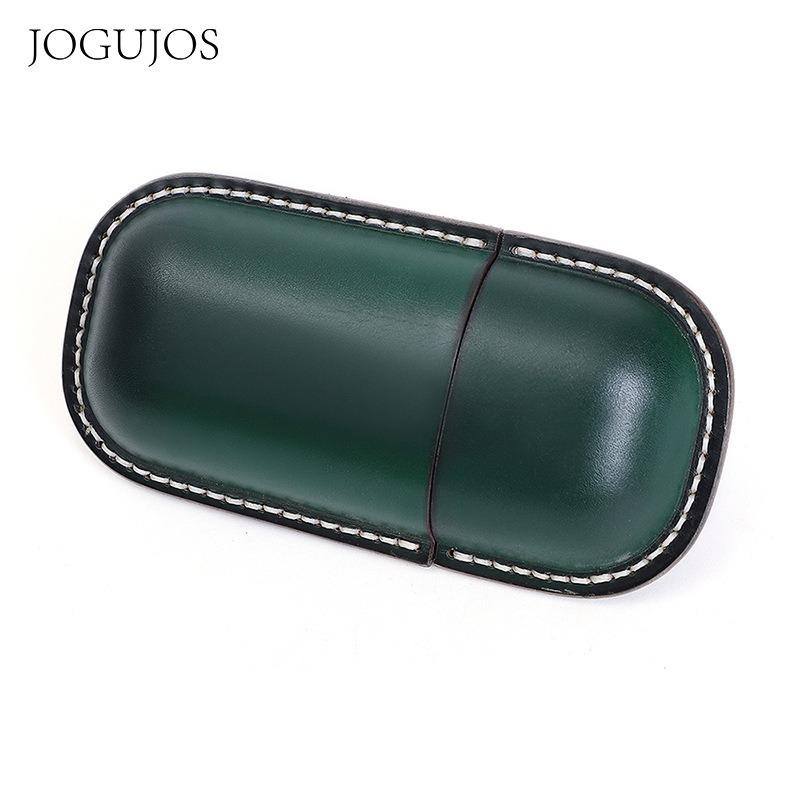 JOGUJOS Genuine Leather Glasses Case Retro Sunglasses Sunglasses Universal Cowhide Glasses Bag Portable Anti-pressure Glasses Case