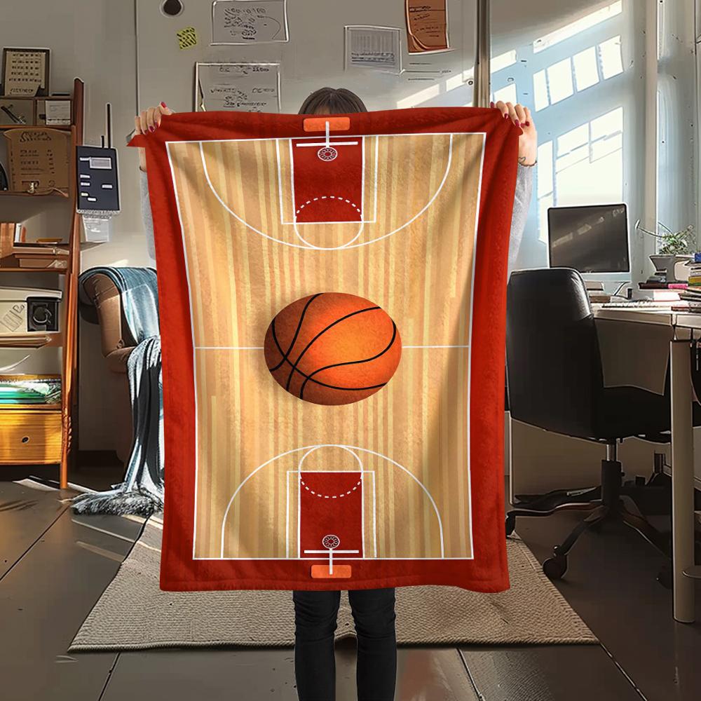 1Pc Basketball Soccer Print Flannel Blanket, High Quality Comfortable for All Seasons, Home Decor, Warmth and Comfort, Perfect for Christmas Gifts