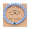 8mm Lucky Turkish Evil Eye Beads Bracelet For Men Women Charm Tiger Eye Stone With Card Elastic Bangles Yoga Energy Jewelry Gift