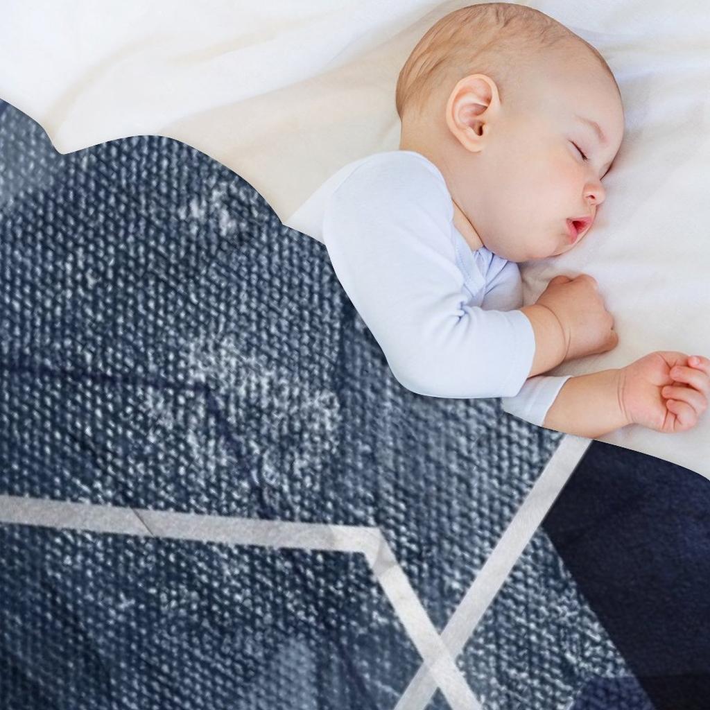 Blue and Grey Geo Throw Blanket Luxury Throw Decorative Beds Thin Flannel Fabric Blankets