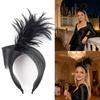 Elegant Feather Hairband with Tulle Bows Old Style Mesh Headband for Women Girls Wedding Party Photo Shoot Accessories