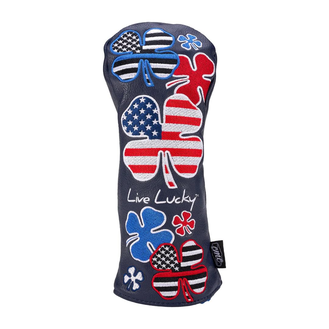 Black Clover Golf Headcover for Utility Clubs, Flag Day Navy, UT Cover, FLAG DAY NAVY HYBRID COVER, BLACK/NAVY/RED, BCJS5AF006UT