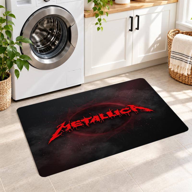 Flannel Kitchen Mat Metallica Soft Area Rug Non Slip Floor Carpet Home Decoration