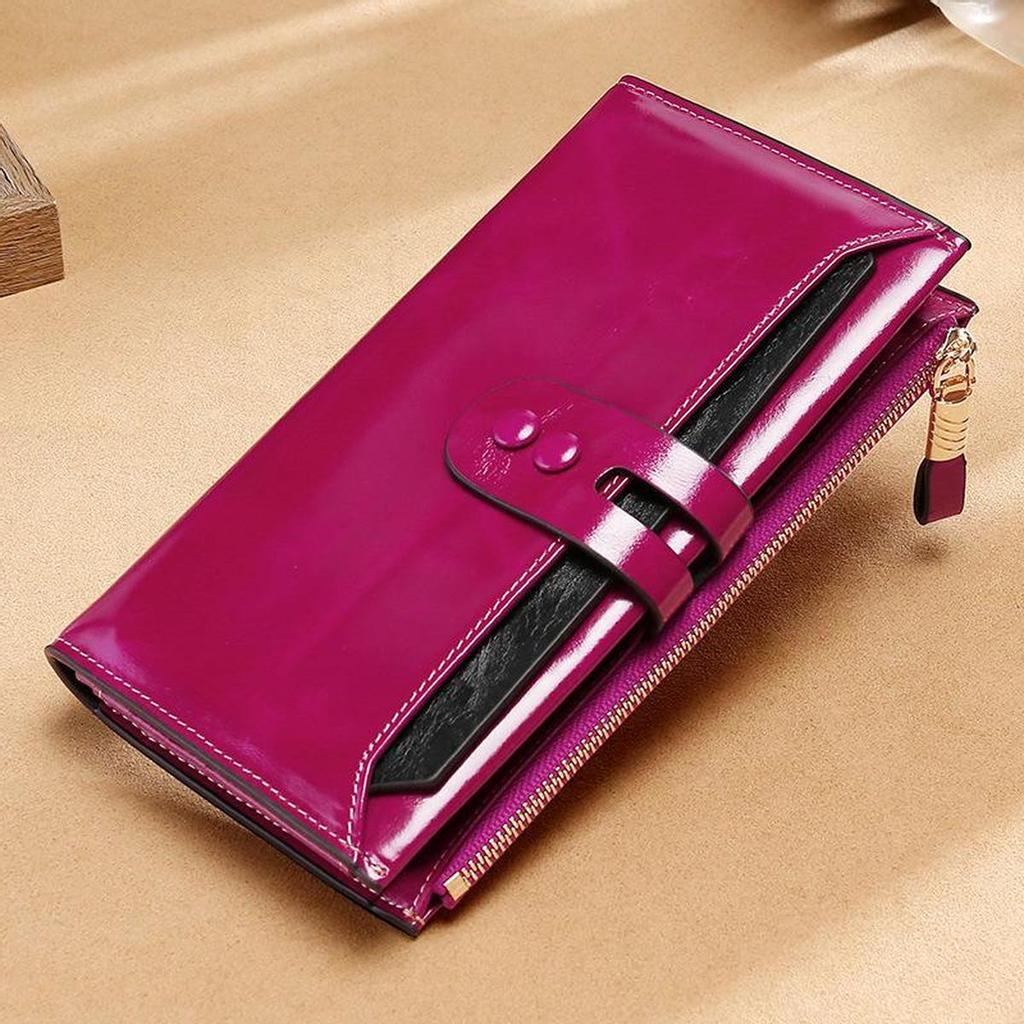 Skórzany portfel damski Długi portfel retro RFID o dużej pojemności