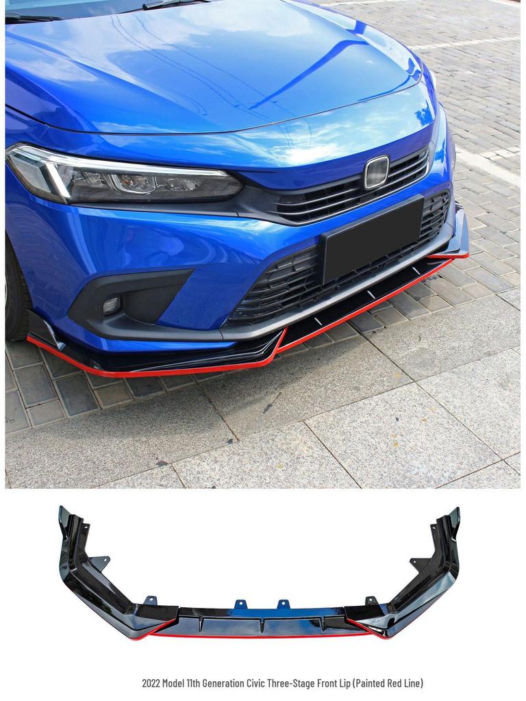 Îmbunătățiri pentru Honda Civic generația a 11-a 2022: buza frontală, eleron spate, splitter, jaluzele, bară spate.