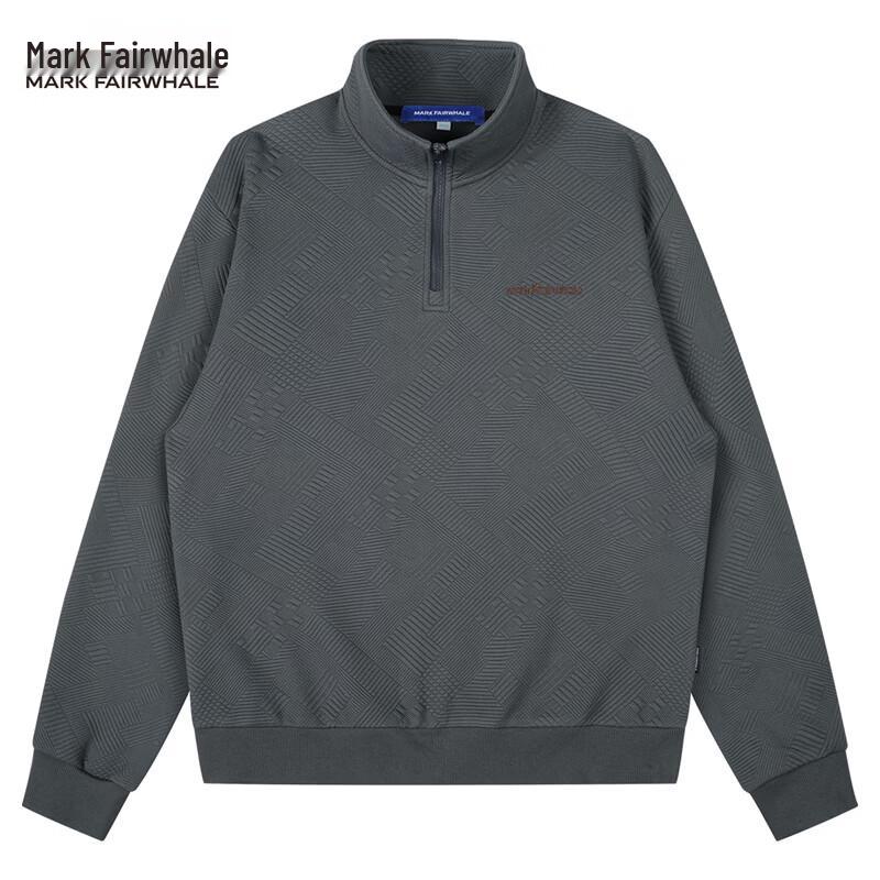 Mark Fairwhale Men's Heavyweight Jacquard Stand-Collar Half-Zip Sweatshirt