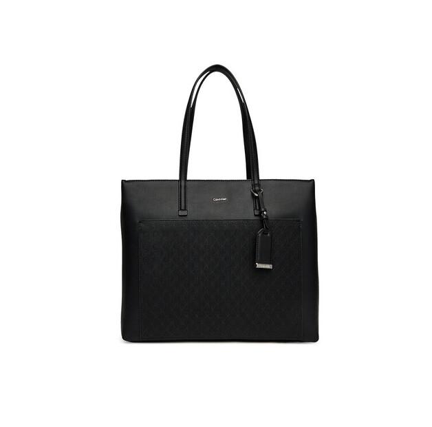 Handbag Calvin Klein Ck Must Aop Medium Shopper W Poc LV04F3225G Black