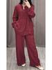 Autumn Fashionable Cotton Linen Long Sleeve Casual Drawstring Pants Set