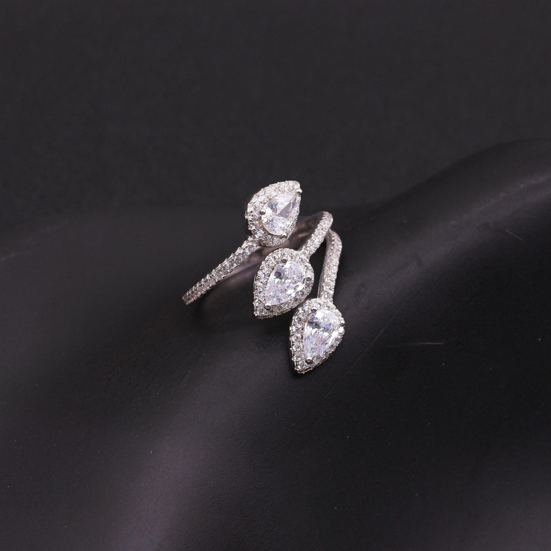 Elegant Sterling Silver Zircon Open Ring for Women