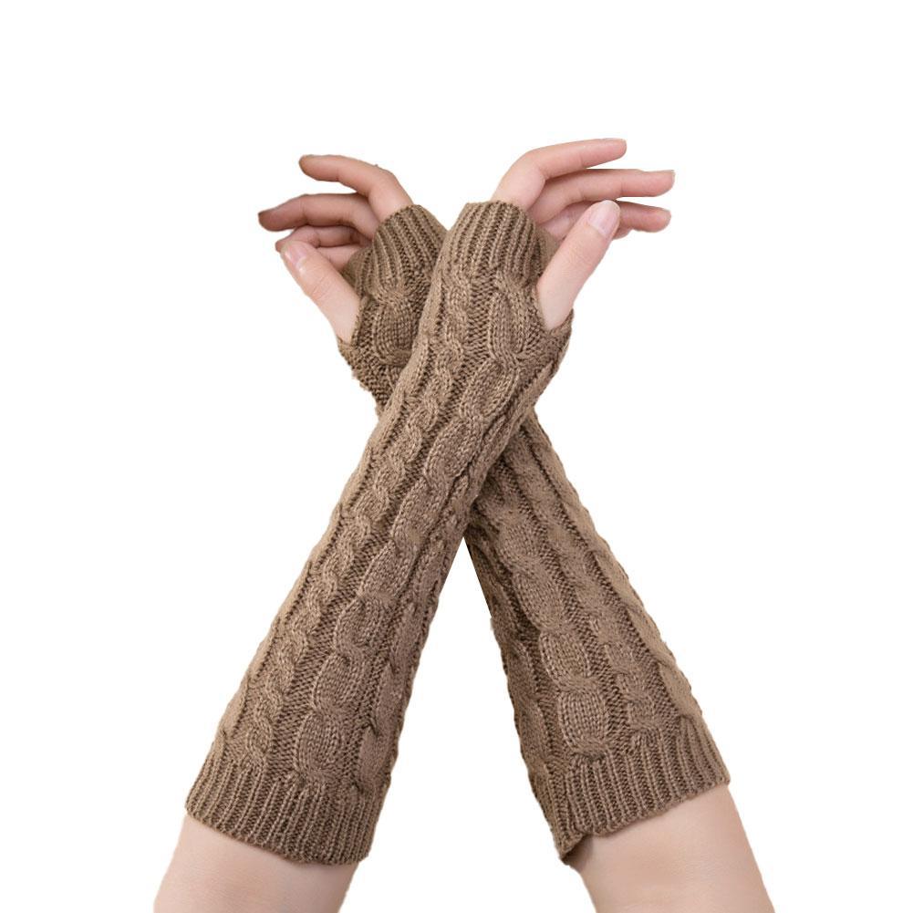 Women Knit Long Fingerless Gloves Fashion Arm Wrist Sleeve Hand Warmer Girls Casual Half Black Over Elbow Punk Gothic Mittens