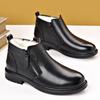 Winter Men's Cotton Shoes Leather Wool Casual Leather Shoes Velvet Warm Business Leather Boots Dad Men's Shoes
