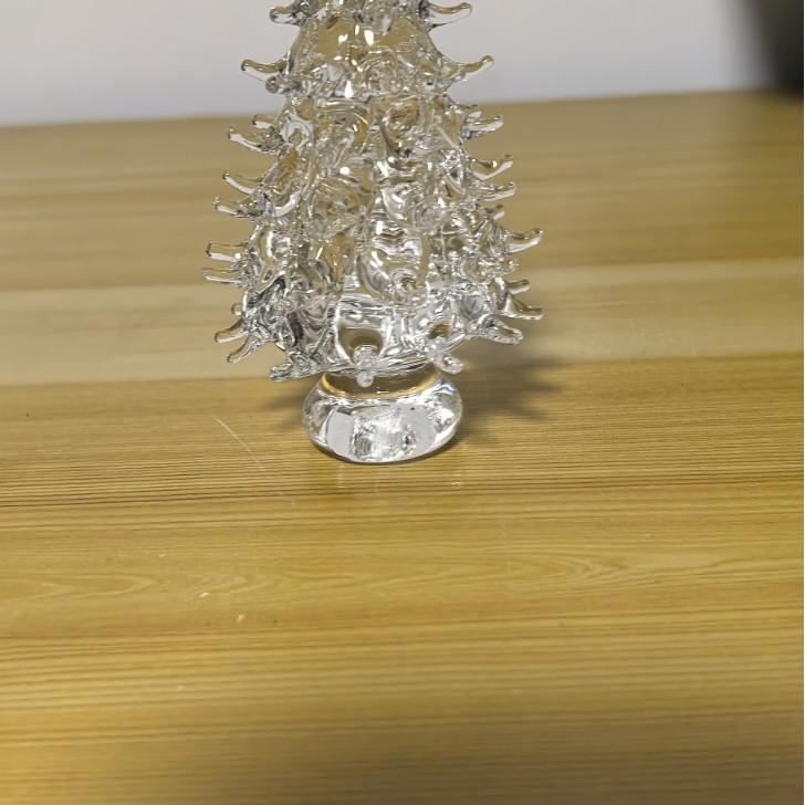 Glass Christmas Tree Figurines Set of 3 Decorative Holiday Ornaments with Star Tops for Table Centerpiece or Shelf Display