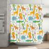 Conjunto de Cortina de Chuveiro Estampa Animal Desenho Animado Girafa Leão Elefante Hipopótamo Jacaré Tigre Rosa Cacto Plantas Verdes Decoração de Banho Multicolorido