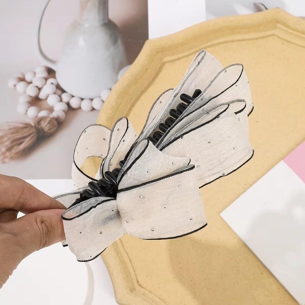 Mesh Tulle Bow Banana Clip Sweet Cute Bow Ponytail Clip Bowknot Hair Clip  Women Hair Accessories