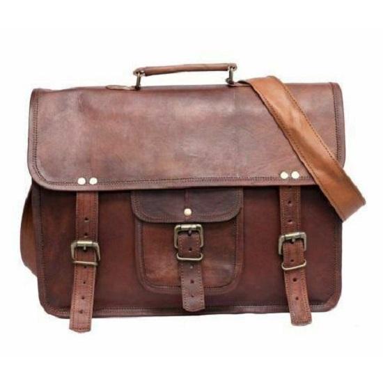 Vintage speciální kozí taška Hide Real Leather Satchel Messenger přes rameno