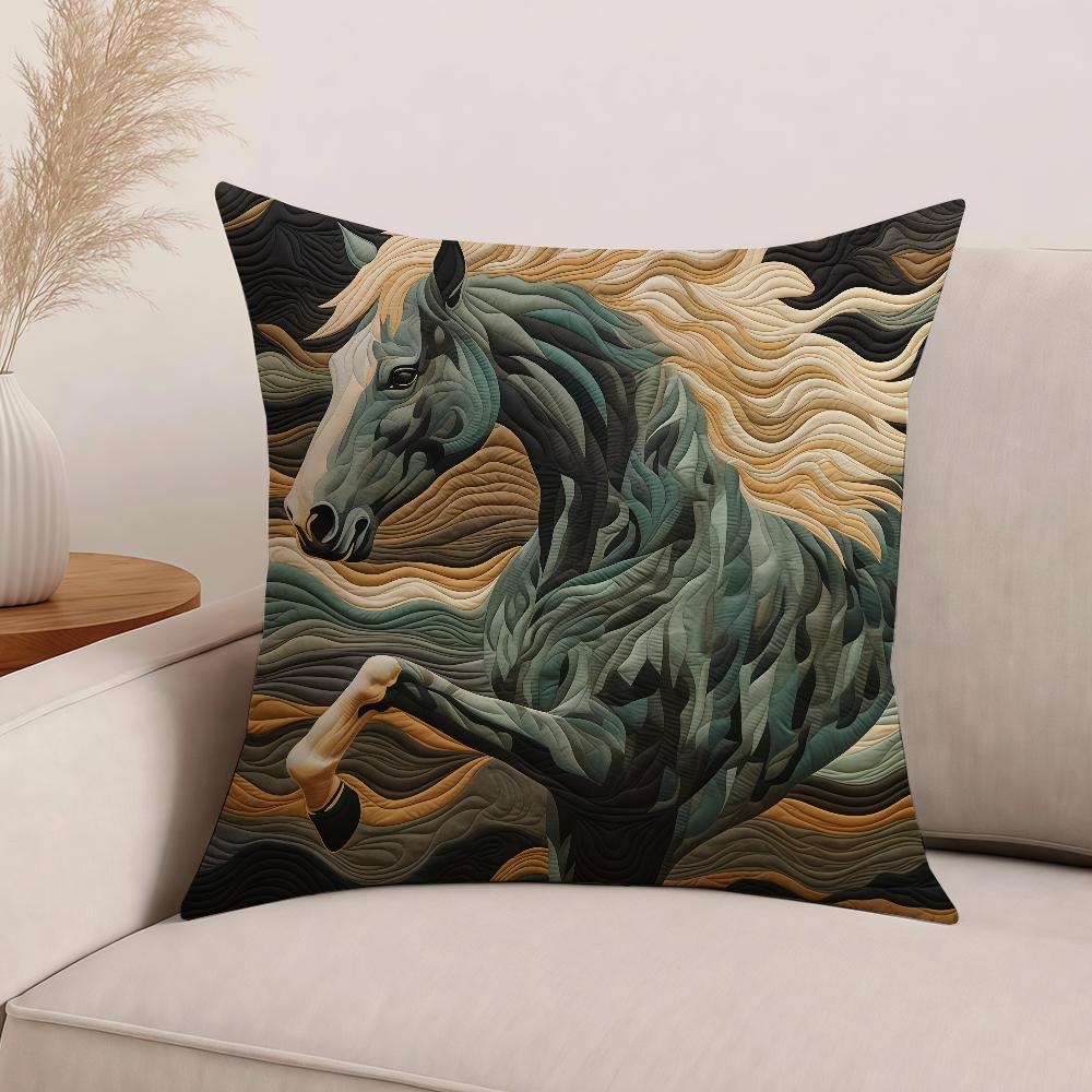 Stylish Horse Art Cool Pillow Case Office Cushions Suitable For Sofa Car Bedroom Decorative Cushion Cover