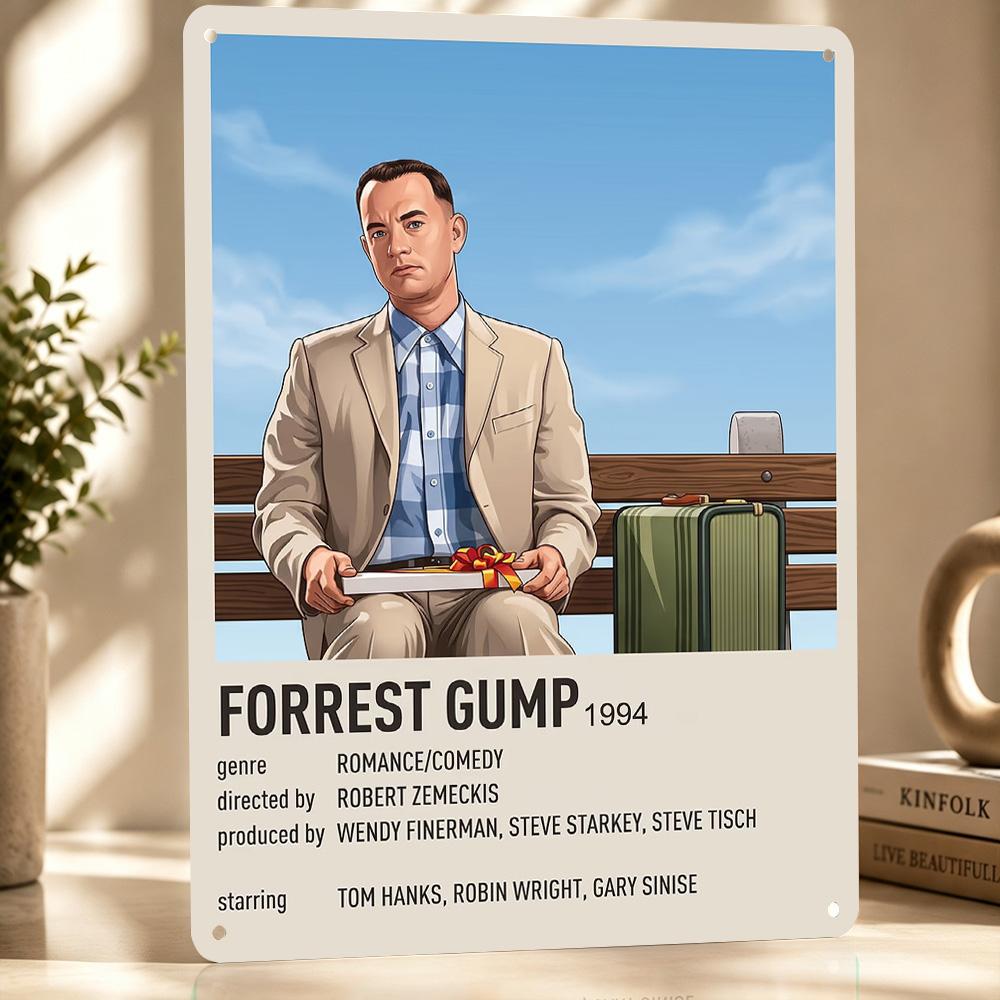 Forrest Gump Minimalistisches Kunstposter Retro D Gedruckte Metallschilder Benutzerdefinierte Wanddekoration Geschenk für Dekor Raum Schlafzimmer Sachen Zuhause