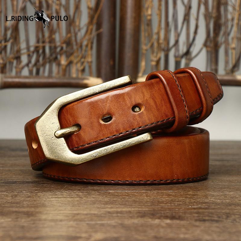 Double-sided Genuine Leather Belt Men's Genuine Leather Pin Buckle Simple Versatile Casual Belt Men's