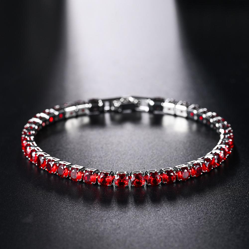 4mm Micro-inlaid Zircon Tennis Bracelet for Women  New Men Bracelet Homme Jewelry Accessories Wholesale 17cm красный