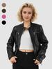 2025 European & American Women's Slim Fit Motorcycle Leather Jacket - In Stock, Customizable