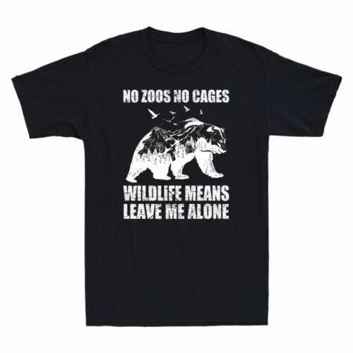 Camping Bear No Zoos No Cages Wildlife Means Leave Me Alone Retro Men s T-Shirt M