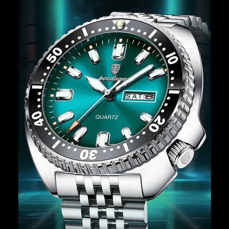 Business Men Watch Date Week Waterproof Luminous Luxury Man Wristwatch Stainless Steel Men's Quartz Watches Male