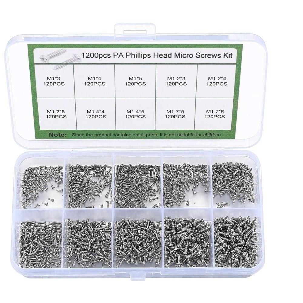 1200Pcs/Box High Hardness Micro Cross Screws Eyeglass Repair Screws  Sunglasses Repair
